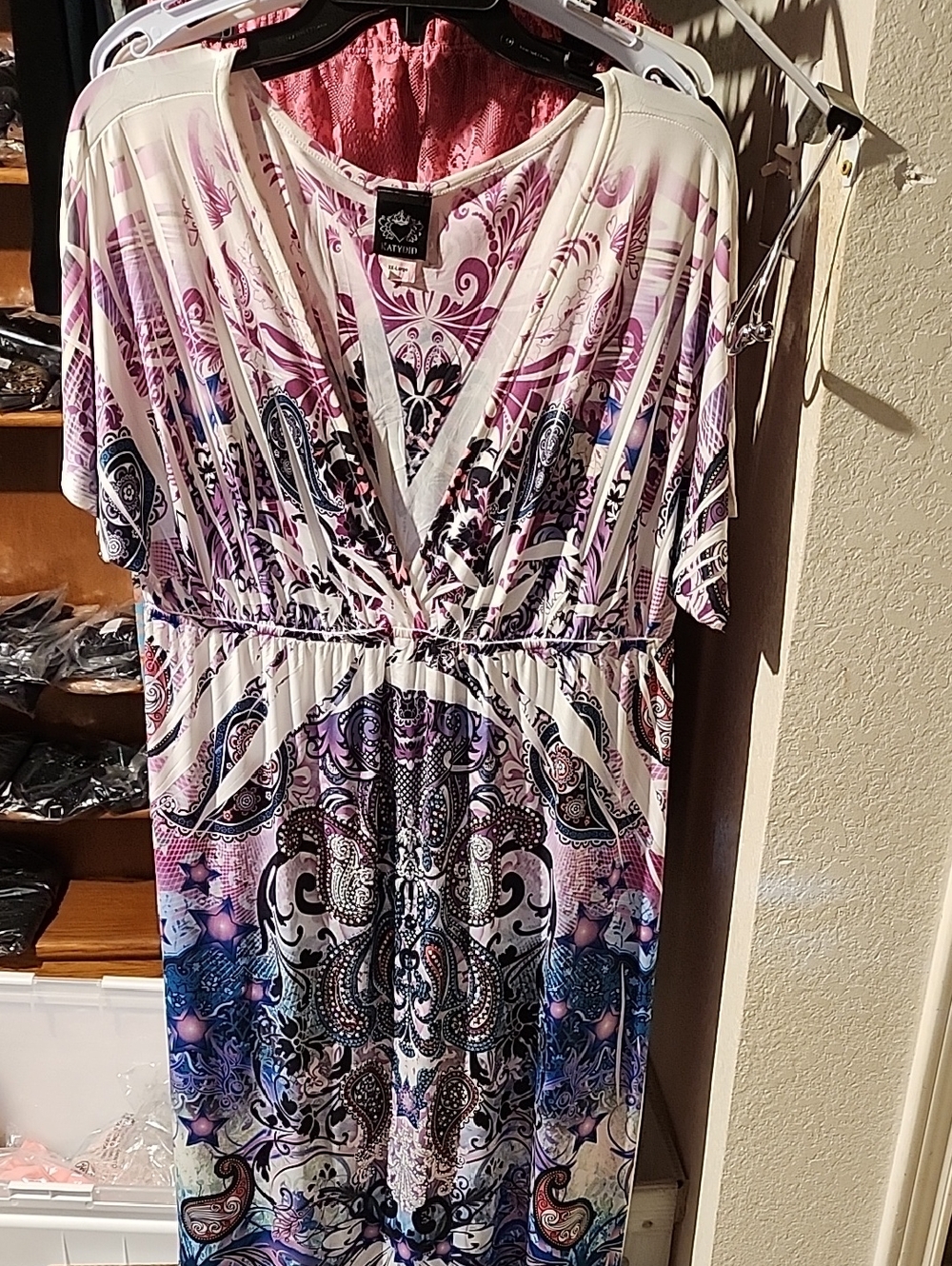 Katydid RHINESTONE Colorful Paisley V-Neck Dress 3X fits Like 1x/2x